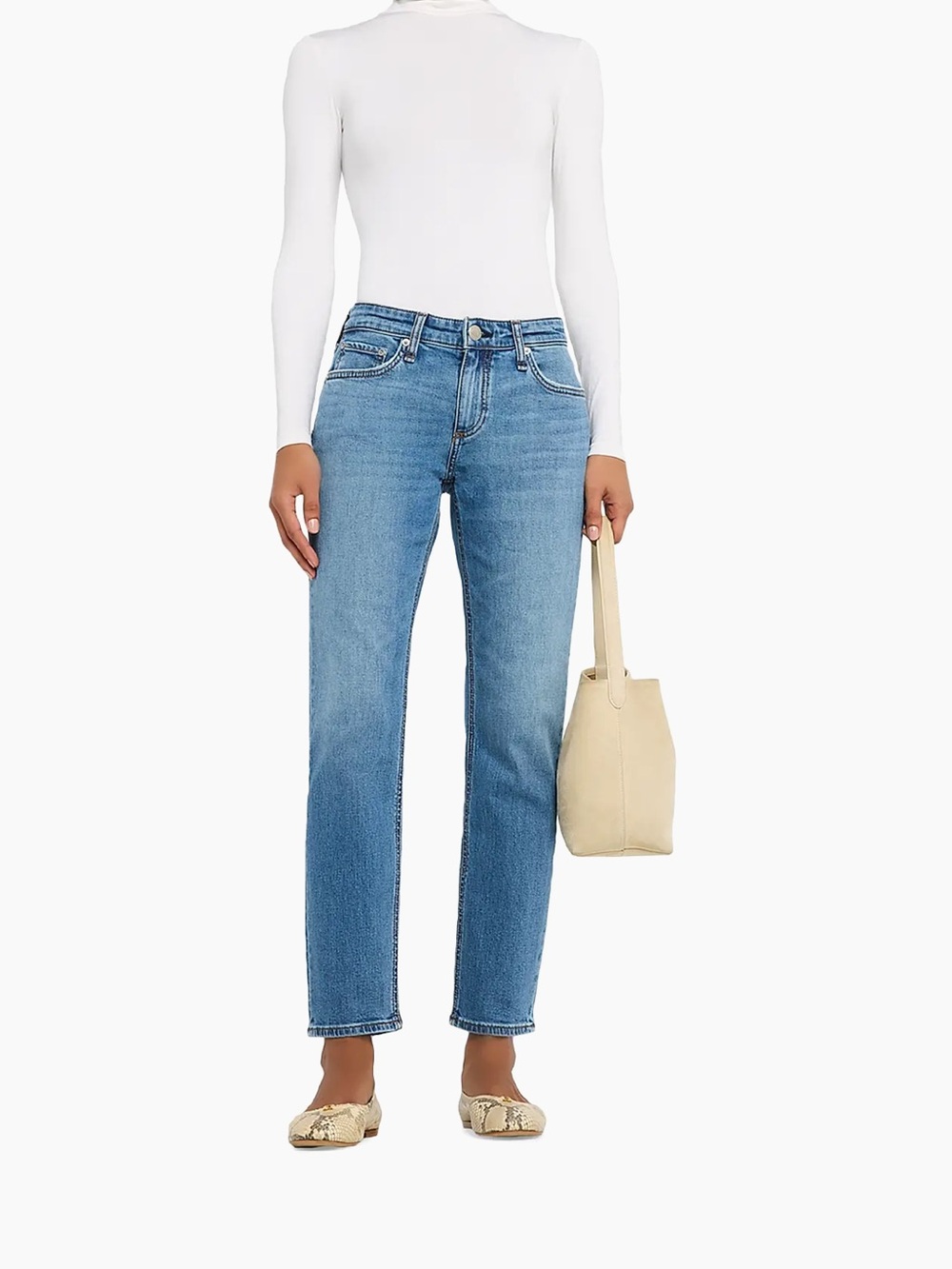 rag & bone Dre Low-Rise Slim Boyfriend Straight Leg Jeans Size 0 Light Blue Wash